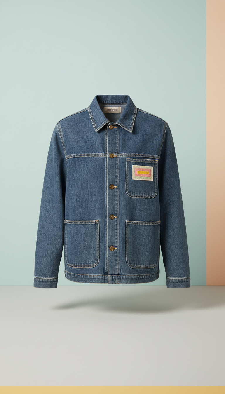 Denim Utility Jacket with Branded Tag